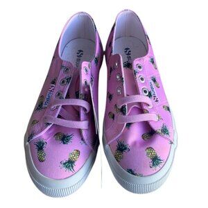 Superga 2750 Satinfantw Women’s 6.5 Pink Pineapple Print Satin Sneakers NWT